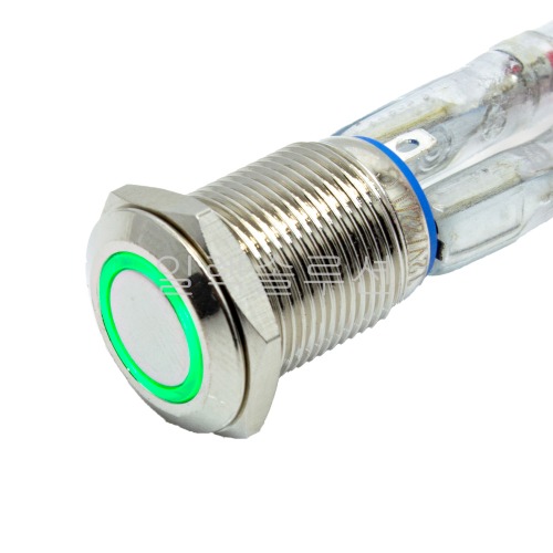12파이 메탈 푸쉬 스위치 플랫형 그린 LED 24V | 일렉컴포 - 150만개의 전자 전기 부품 유통전문 쇼핑몰